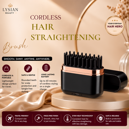 Mini Cordless Hair Straightening Brush Portable USB-C Rechargeable